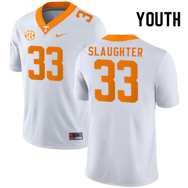 Youth #33 John Slaughter Tennessee Volunteers College Football Jerseys Stitched Sale-White
